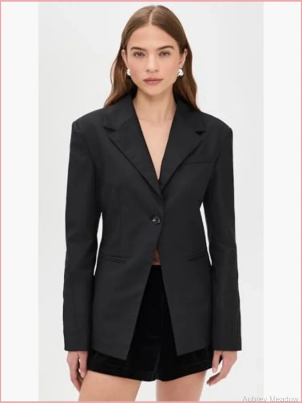 Women's Notch Lapel Blazer with Shoulder Pads - Lightweight Twill
